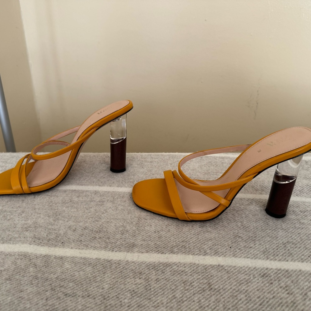 Zara sandals. Clear heel. Size 6